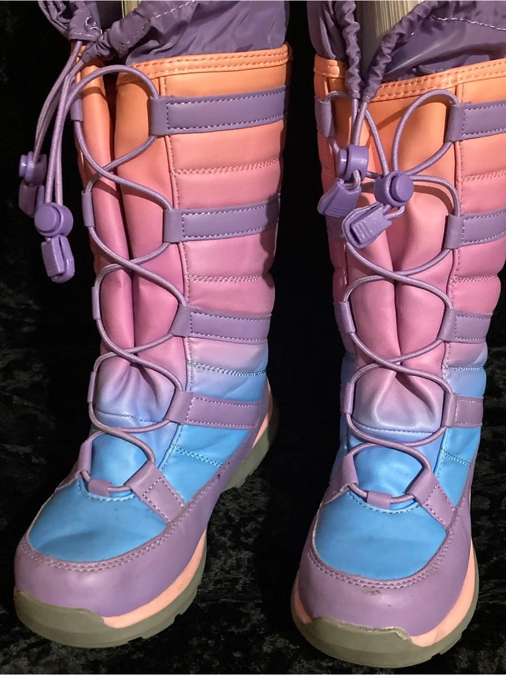 Lands' End Girls' Gradient Purple Pink Blue Snow Boots size 1